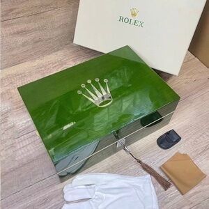 Rolex Green and Silver Watch Box